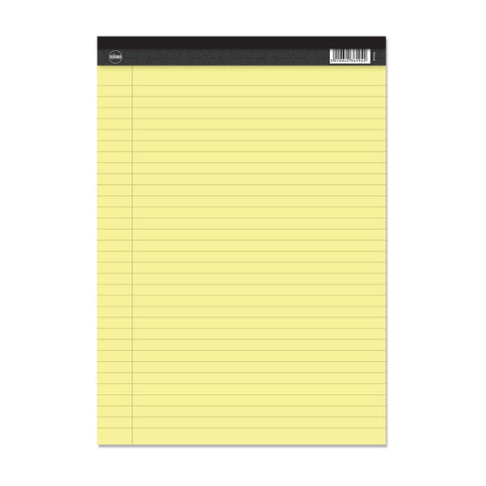 Pack of 10 Rhino A4 50 Leaf Yellow Paper 8mm Lined with Margin Legal Pads