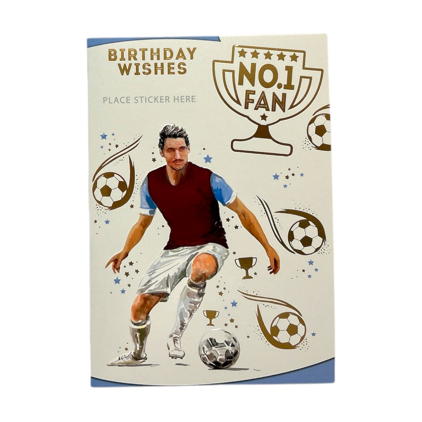 A Man In Burgundy and White Soccer Uniform Customized Male Birthday Card