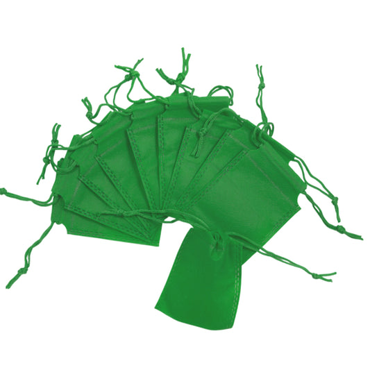 Pack of 100 Dark Green Coloured 12x9cm Non-Woven Drawstring Bags