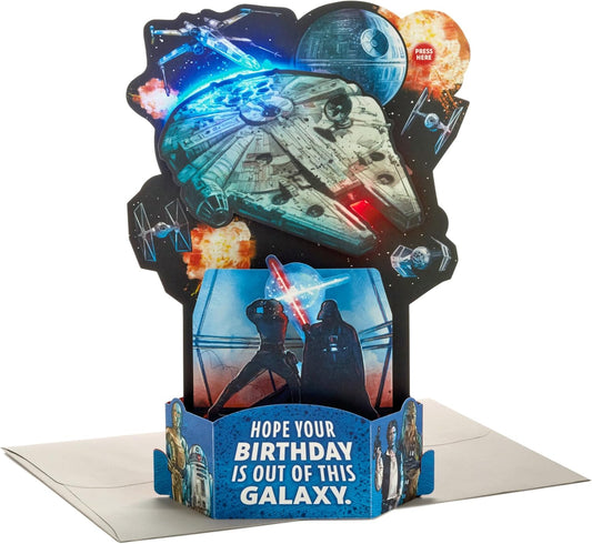 Star Wars Theme Pop Up Birthday Card with Music Out of this Galaxy