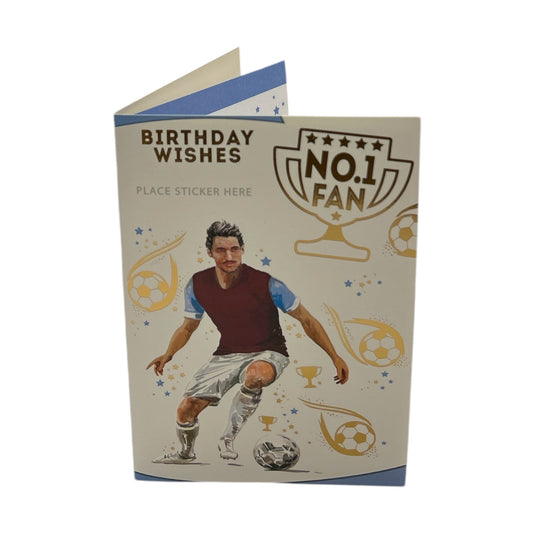 A Man In Burgundy and White Soccer Uniform Customized Male Birthday Card