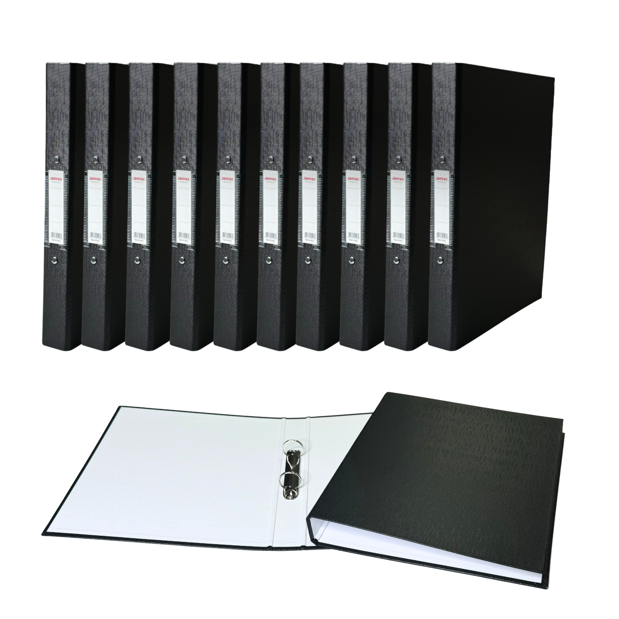 Pack of 10 A4 Black Paper Over Board Ring Binders by Janrax– Choice ...
