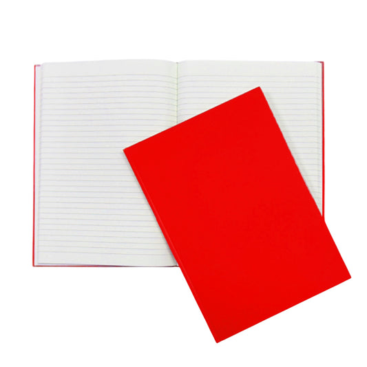 A4 160 Pages 8mm Ruled Red Casebound Notebook