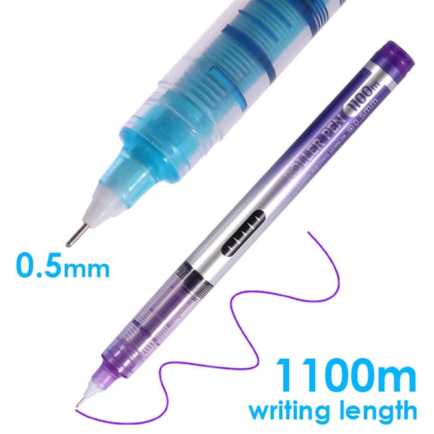 Pack of 8 0.5mm Plastic Colorful Roller Pens
