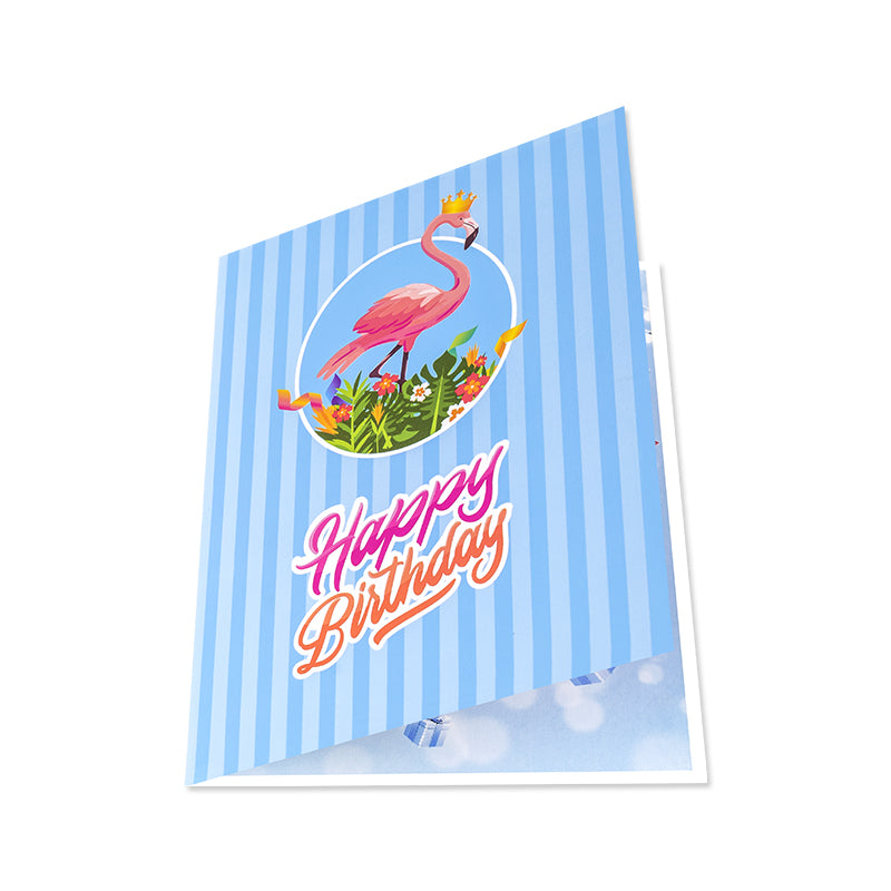 Pink Party Bird 3D Flamingo 3D Pop Up Birthday Card