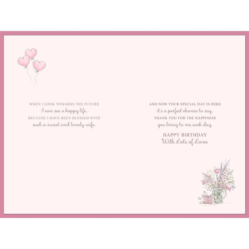 Floral Jar with Balloons Design Wife Birthday Card