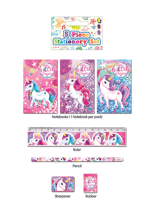 Pack of 24 Unicorn Stationery 5 Pieces Sets