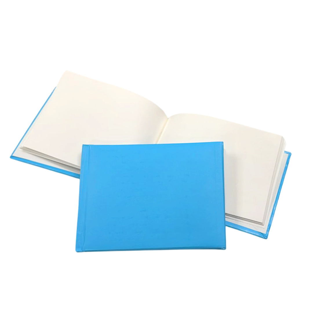Pack of 12 Plain Cover 100 Pages Blue Autograph Books – School Leavers Signature, End of Term Memory Book