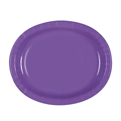 Pack of 8 Neon Purple Oval Plates