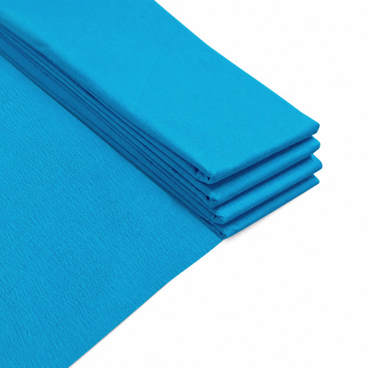 Pack of 10 Blue Crepe Paper Sheets 50cm x 2m 17GSM 35% Stretch Craft Paper