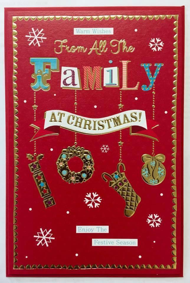 FROM ALL THE FAMILY - AT CHRISTMAS NICE VERSE GOLD FOIL CARD