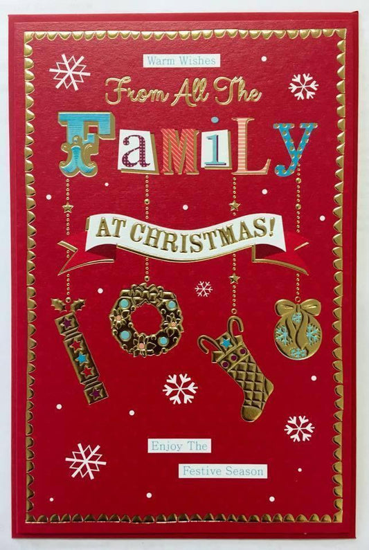 FROM ALL THE FAMILY - AT CHRISTMAS NICE VERSE GOLD FOIL CARD
