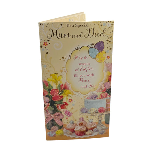 To Special Mum And Dad Cupcake and Eggs Design Easter Card
