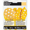 Pack of 6 Sunflower Yellow Dots 12" Latex Balloons