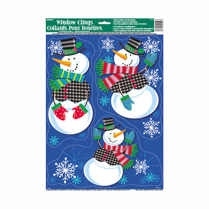 Jolly Snowman Christmas Window Clings Sheet