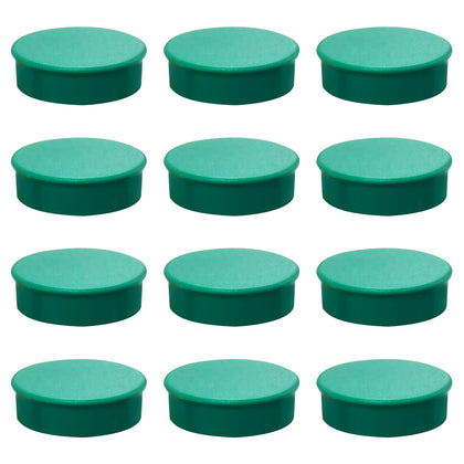 Pack of 36 Green Coloured Round Flat Magnets - 24mm Whiteboard Notice Board Office Fridge