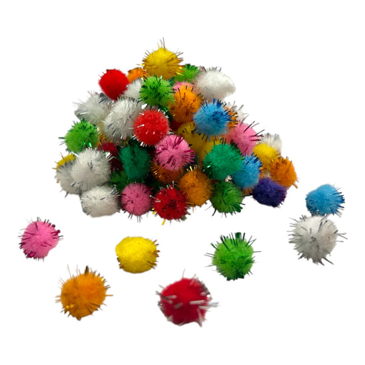 Bag of 100 Pieces 1cm Colorful Flash Pom Pom Balls