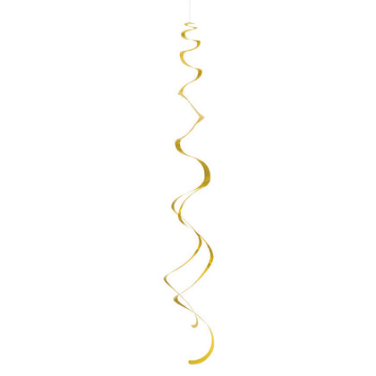 Pack of 8 Gold Solid Hanging Swirl Decorations