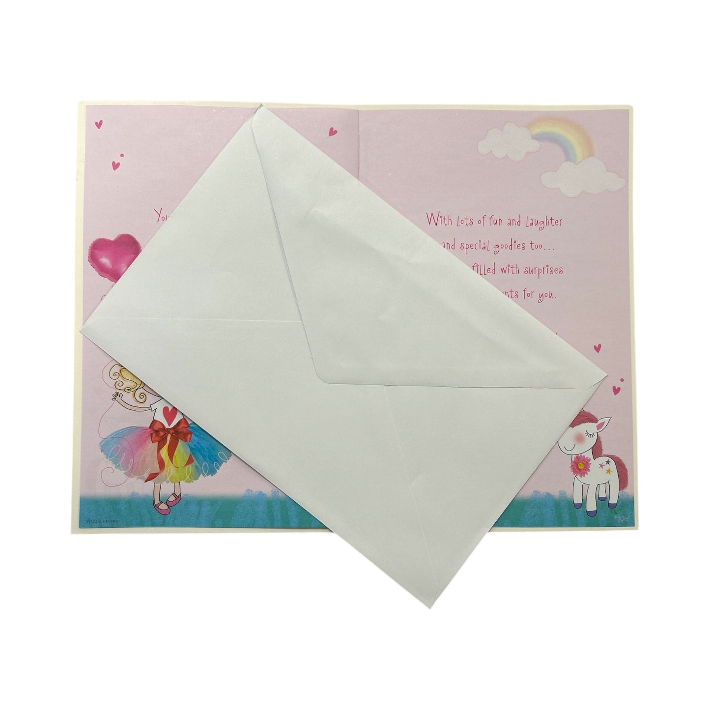 Daughter Age 2 Girl And Unicorn Design Juvenile Birthday Card With Badge