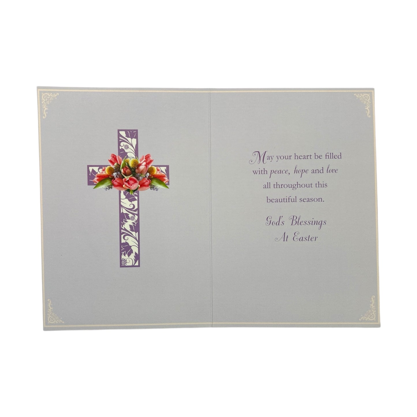 Just For You Pink Floral Cross Design Easter Card