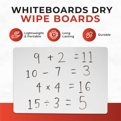 Pack of 12 A4 Whiteboards Dry Wipe Boards