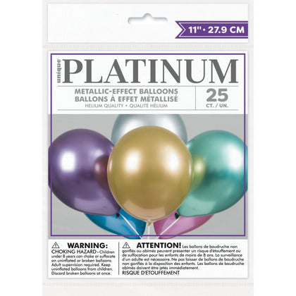 Pack of 25 Assorted Solid Color Platinum 11