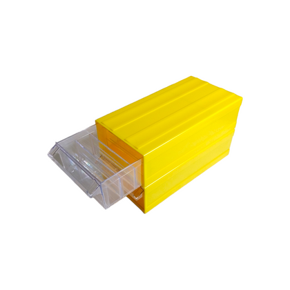 Yellow Stackable Plastic Storage Drawers L322xW160xH87mm with Removable Compartments