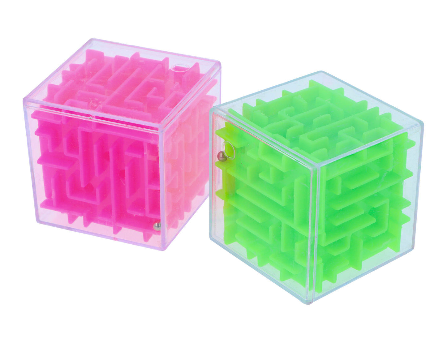 Pack of 6 Neon 3D Puzzle Maze Cubes (5.3cm) - Brain Teaser Toys for Kids, Party Favours, Loot Bag Fillers, Classroom Rewards & Fidget Fun