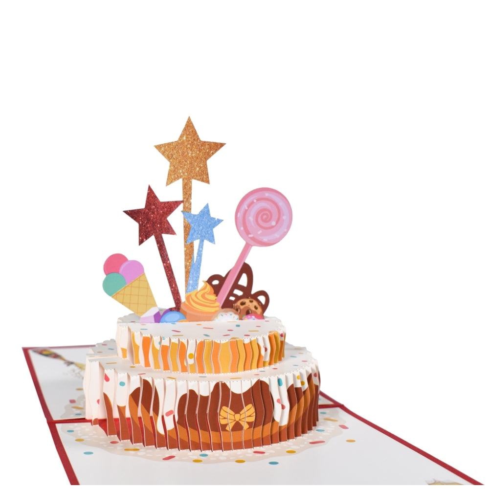 Red Cake and Sprinkles Design 3D Pop Up Birthday Card