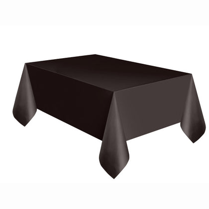 Black Solid Rectangular Plastic Table Cover, 54