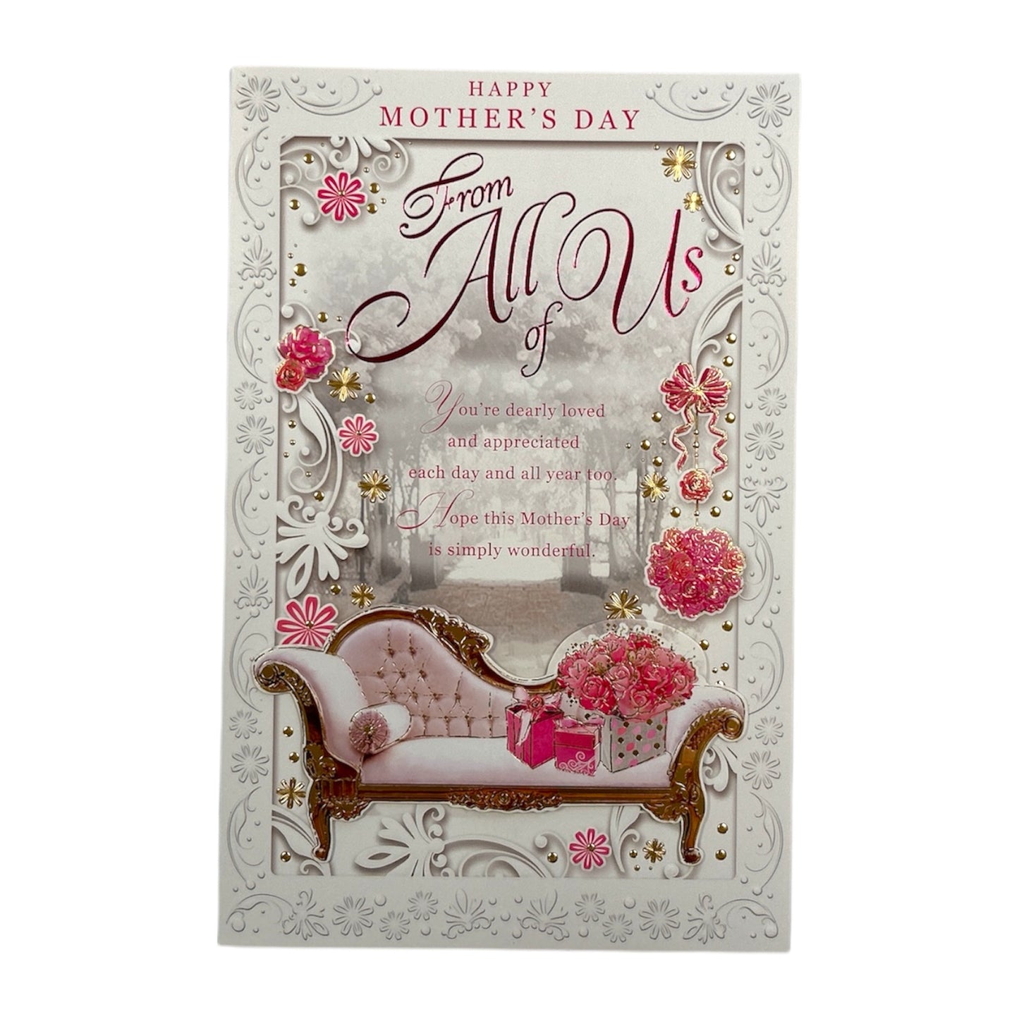 From All of Us Mother's Day Foil Printed Sofa Design Card