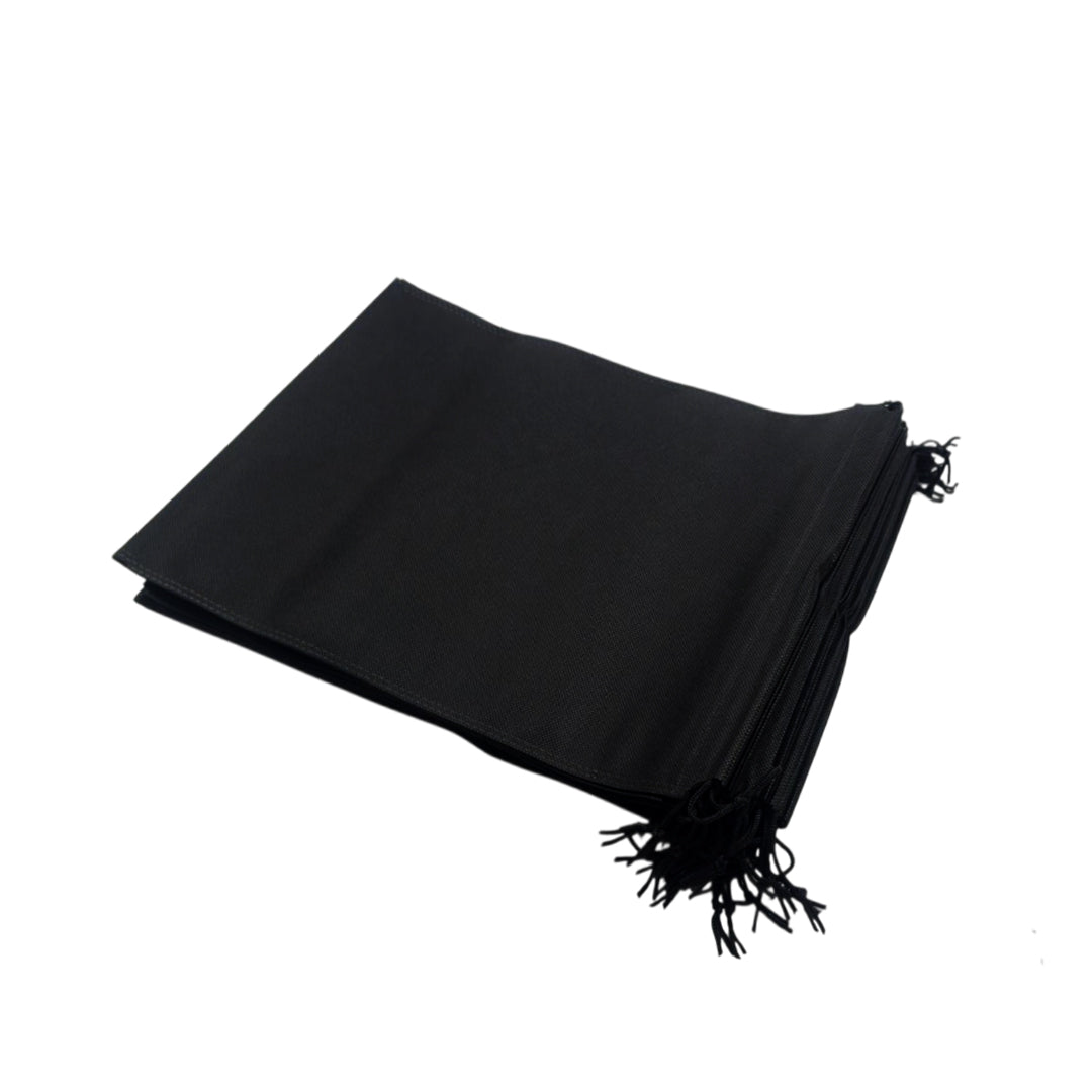 Pack of 100 Black Coloured 32x22cm Non-Woven Drawstring Bags