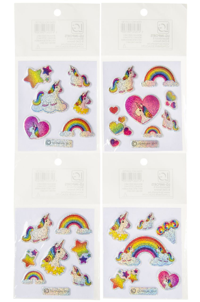 Pack of 12 Shiny Unicorn Design Stickers