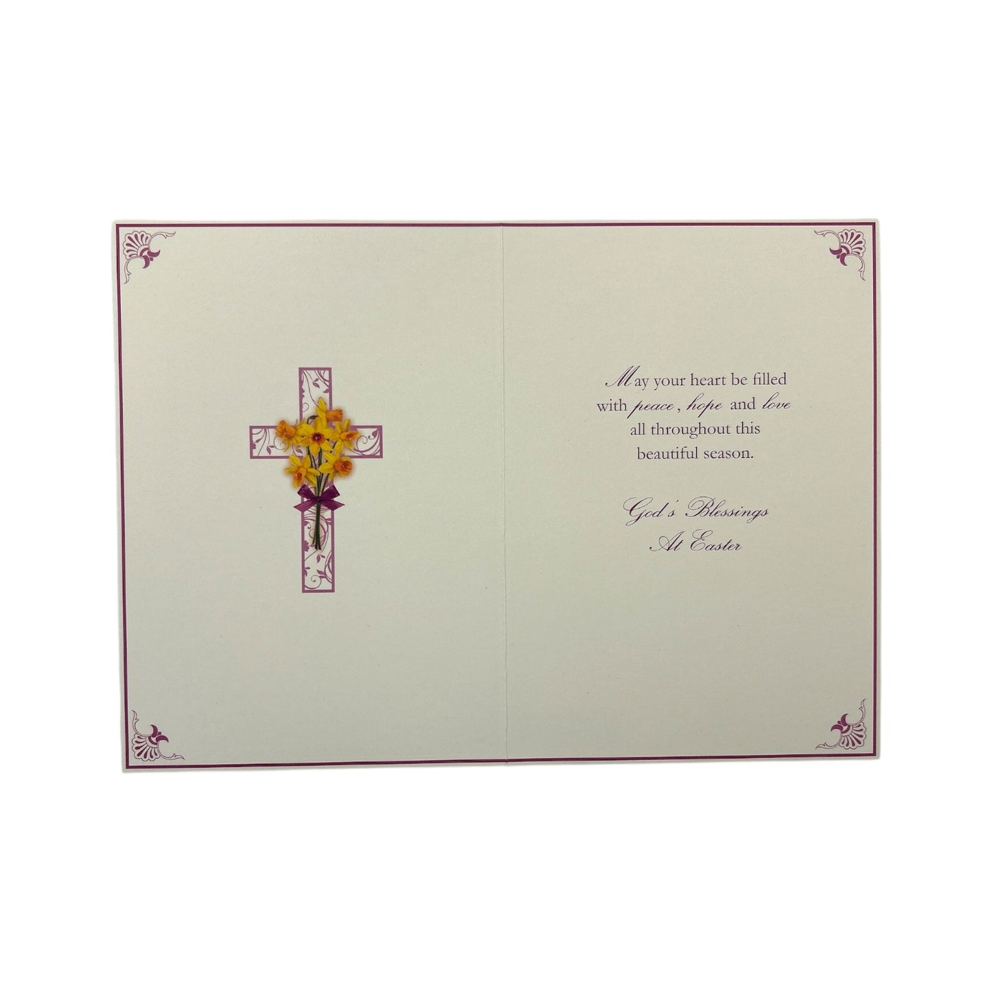 Blessings At Easter Yellow Floral Cross Design Easter Card