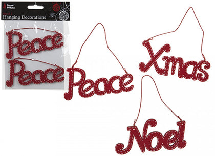 12 X Set of 2 Die Cut Christmas Hanging Decorations