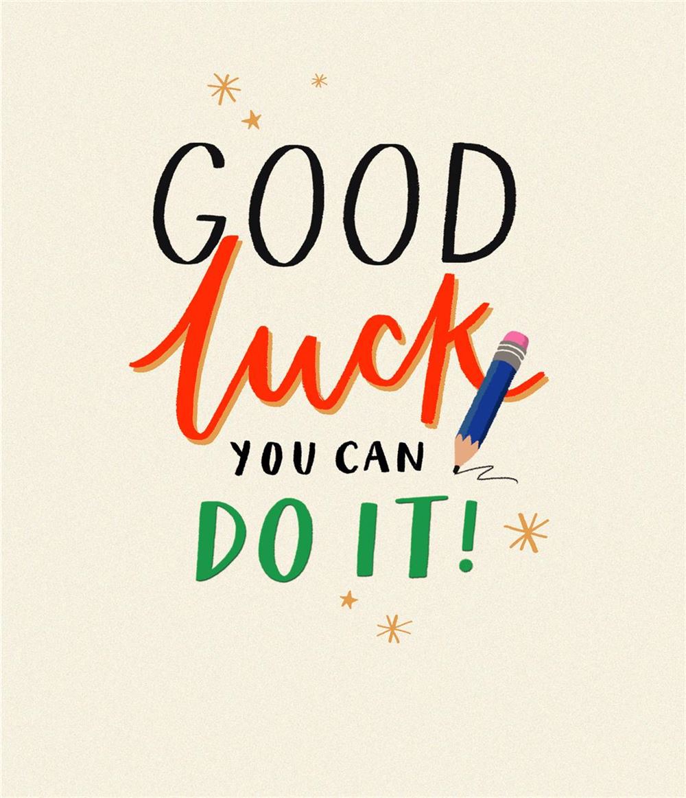 Pencil and Handlettering Design Good Luck Exams Card