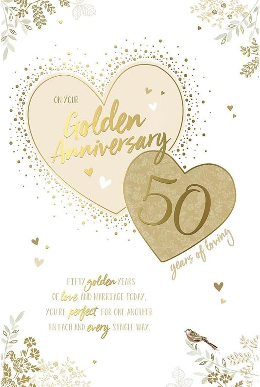 Heart Design 50th Golden Wedding Anniversary Card