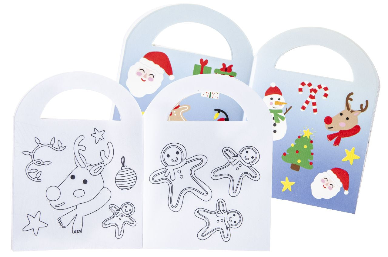 Pack of 48 Christmas Coloring Mini Books with Stickers