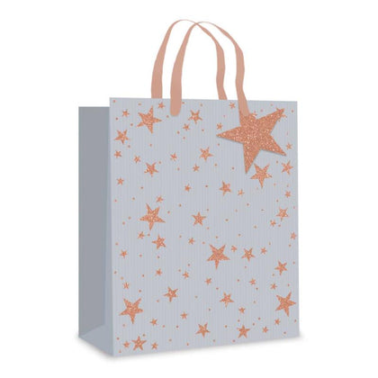 Large Grey Christmas Gift Bag With Star Design