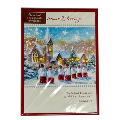 Pack of 6 'Church Carols' Design Christmas Greeting Cards