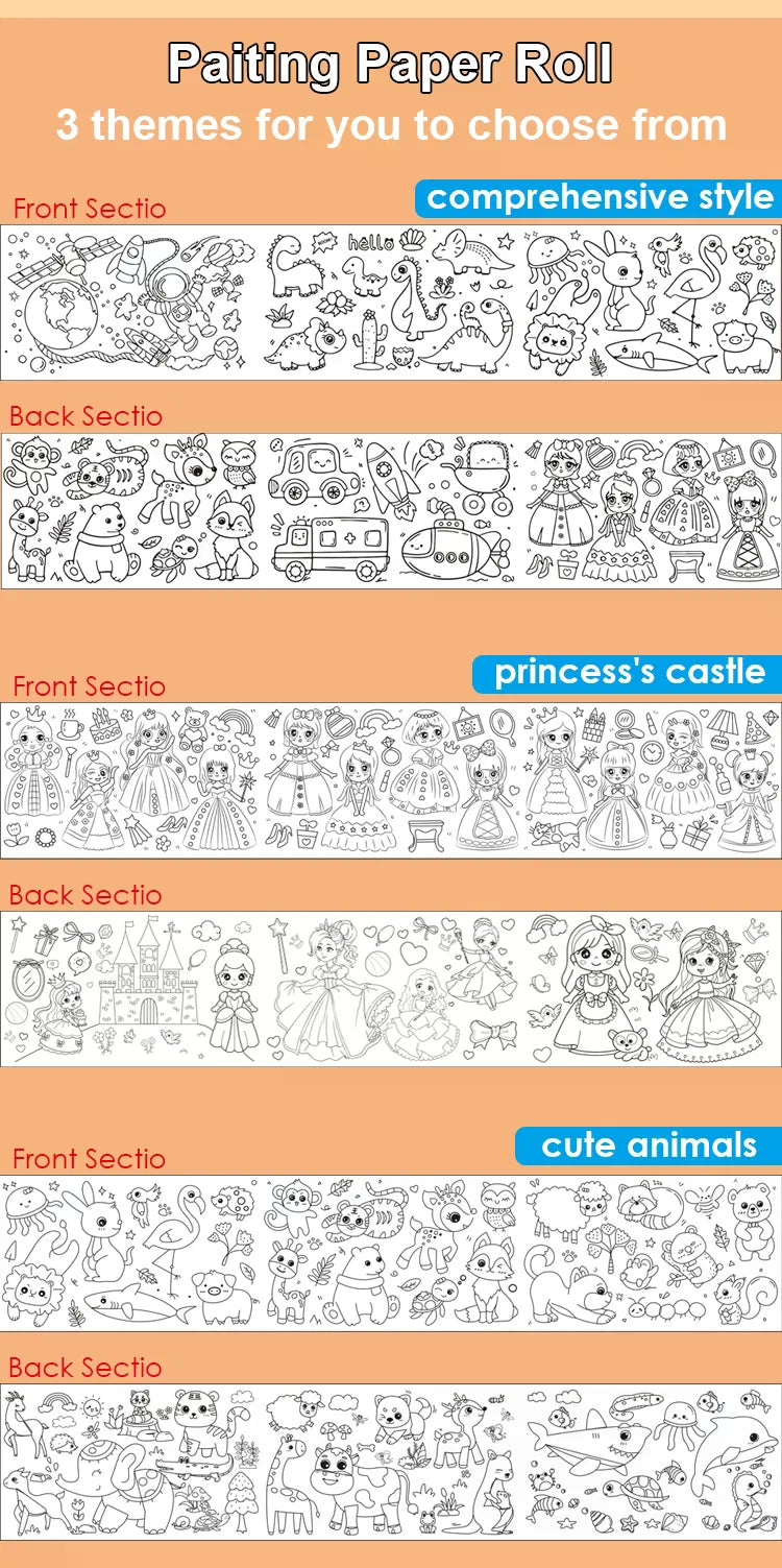 Doodling Height Chart Sticker And Picture Scroll with Removable Glue