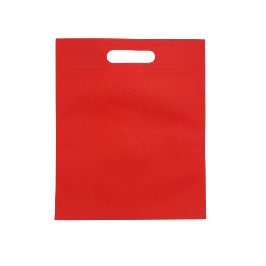 Pack of 100 Red Coloured 30x25cm Non-Woven Patch Handle Bags