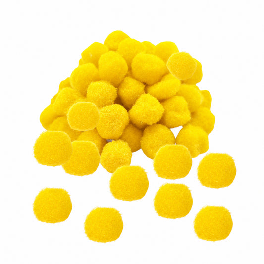 Pack of 50 Yellow Pom Poms 1.5cm – Soft Fluffy Craft Balls