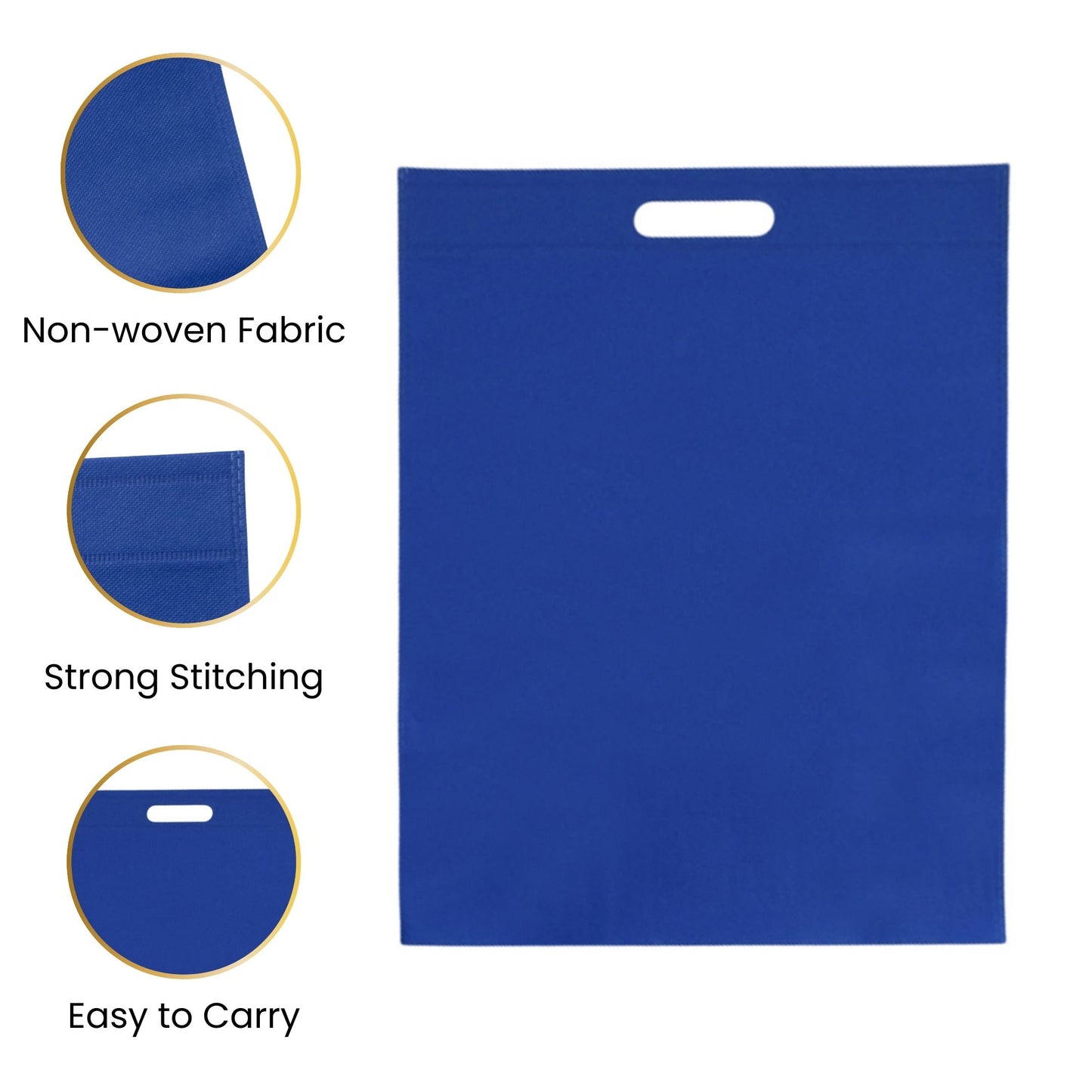 Pack of 100 Light Blue Coloured 40x30cm Non-Woven Patch Handle Bags