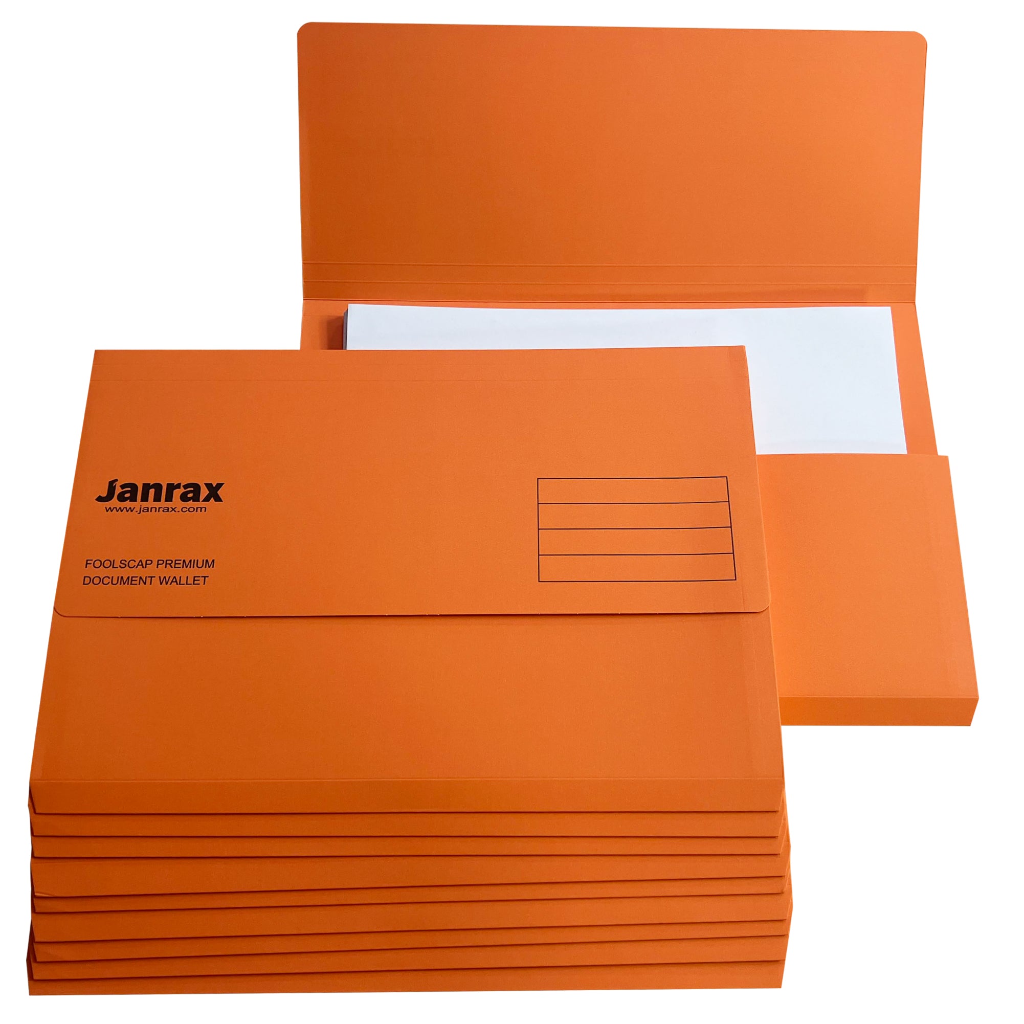 Pack of 10 Orange Card Premium Foolscap Document Wallets– Choice Wholesale