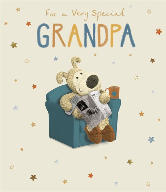 Boofle with Newspaper Grandpa Father's Day Card