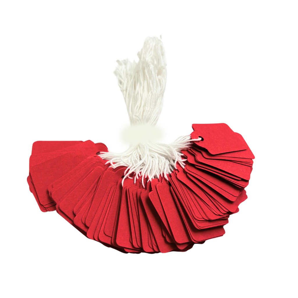 Red Tag Large Pack of 100 Large Red Strung Tags 36 x 53mm– Choice Wholesale