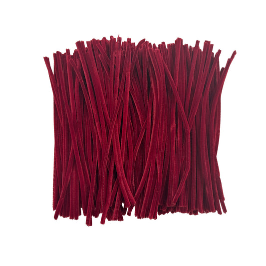 Pack of 250 Burgundy Coloured Pipe Cleaners 30cm x 6mm Craft Chenille Stems