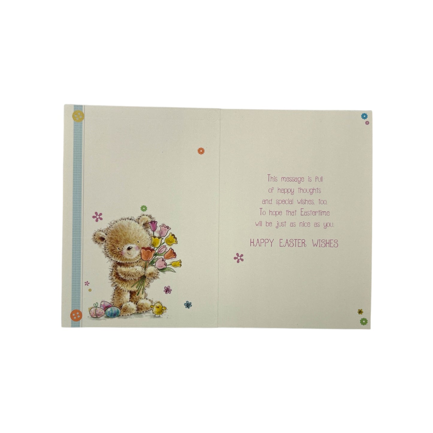 For A Dear Niece Cute Teddy & Bouquet Design Easter Card