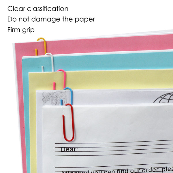 Pack of 100 Assorted Coloured 28mm Paper Clips